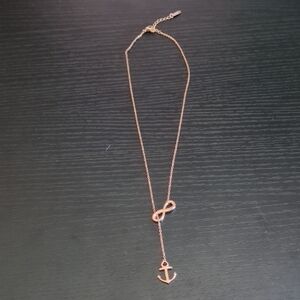 Rose Gold Nautical Anchor Infinity Necklace Dainty Charm Vacation Gift
